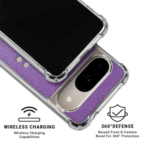 Purple Glitter Musical Heart Google Pixel 10 Clear Case